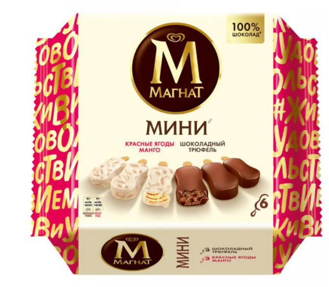 Мороженое Магнат мини трюфель, манго, эскимо (6шт, 288гр)