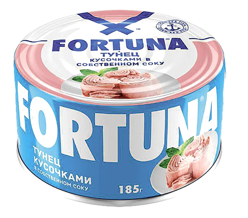 Тунец FORTUNA кусочками в собственном соку 185 г