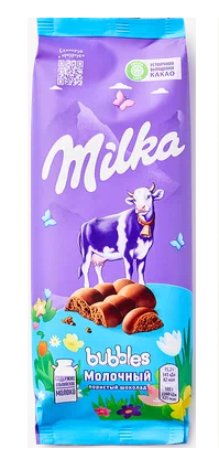 Шоколад MILKA Bubbles пористый молочный 72 г
