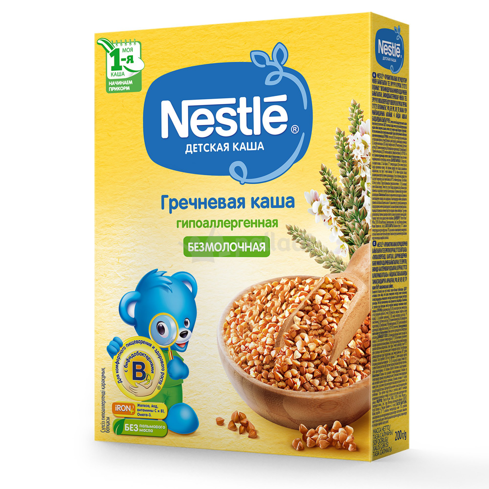 Nestle Каша безмолочная гречневая низкоалергенная 4+ мес. кор. 200г