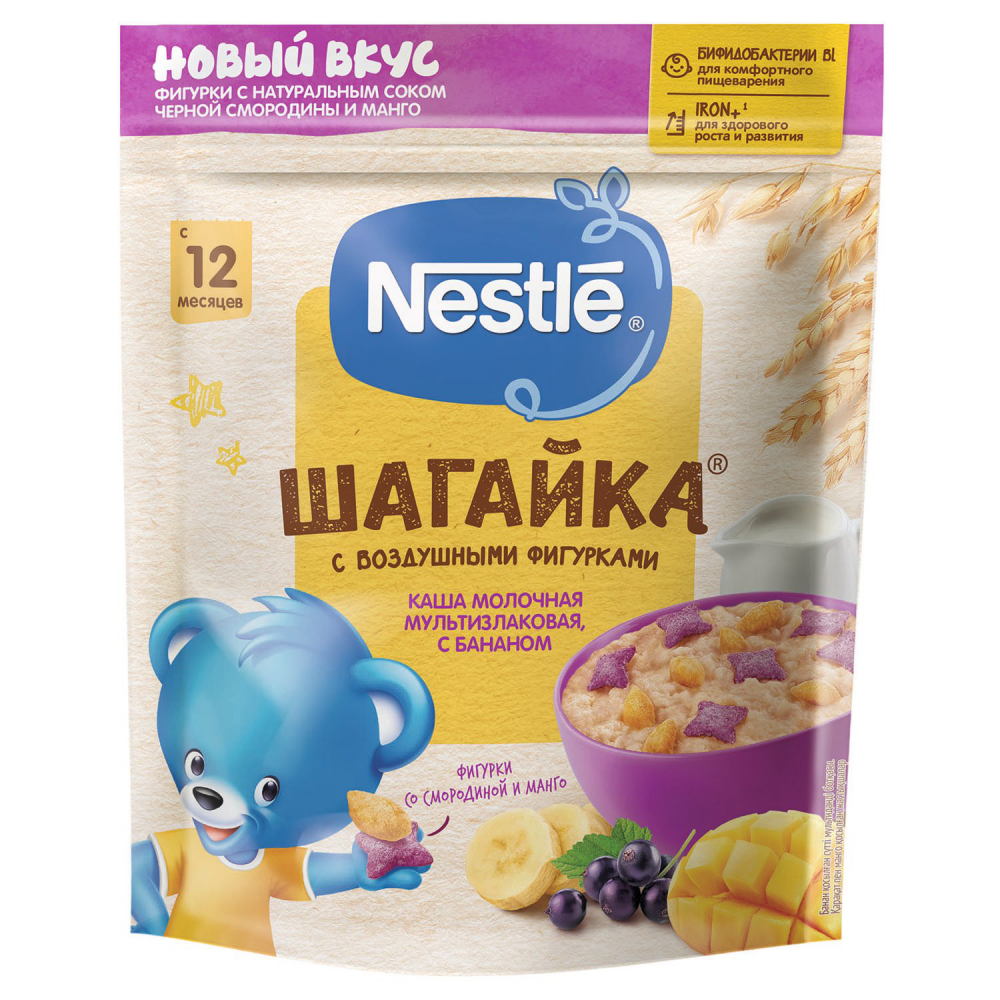 Каша Nestle молочная Шагайка воздушные фигурки банан смородина
