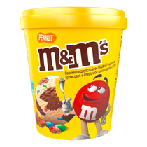 Мороженое M&M’S Двухслойное молочно-арахисовое и сливочно-шоколадное с драже 295 г 9,5%