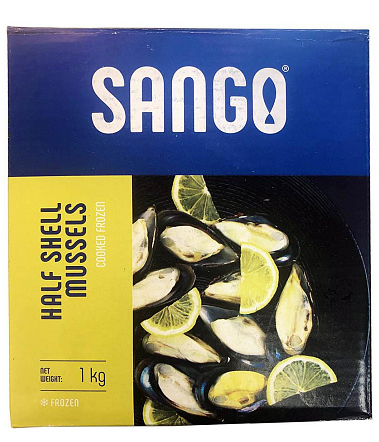 Мидии SANGO на 1/2 ракушки 30/40 1кг