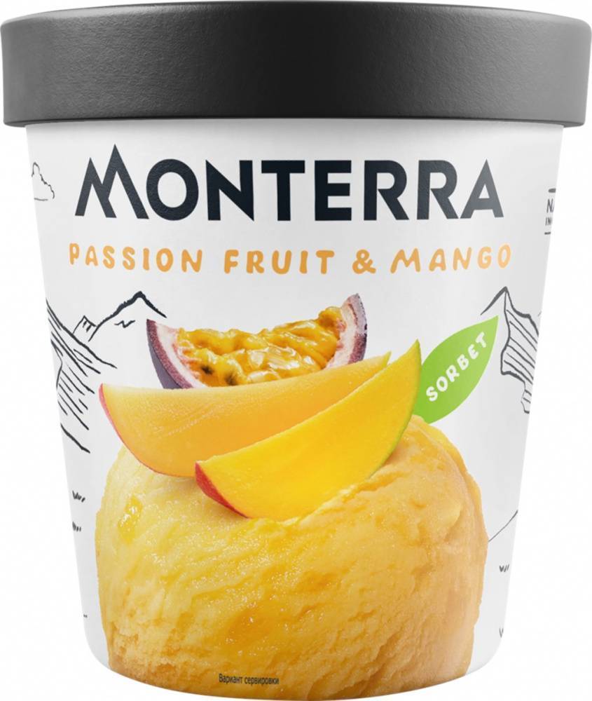 Десерт взбитый замороженный Monterra манго-маракуйя 300г.