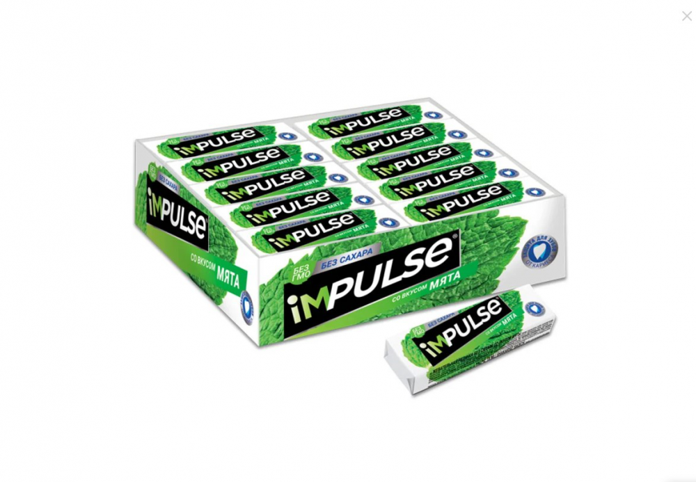 Жевательная резинка IMPULSE мята без сахара 14 г