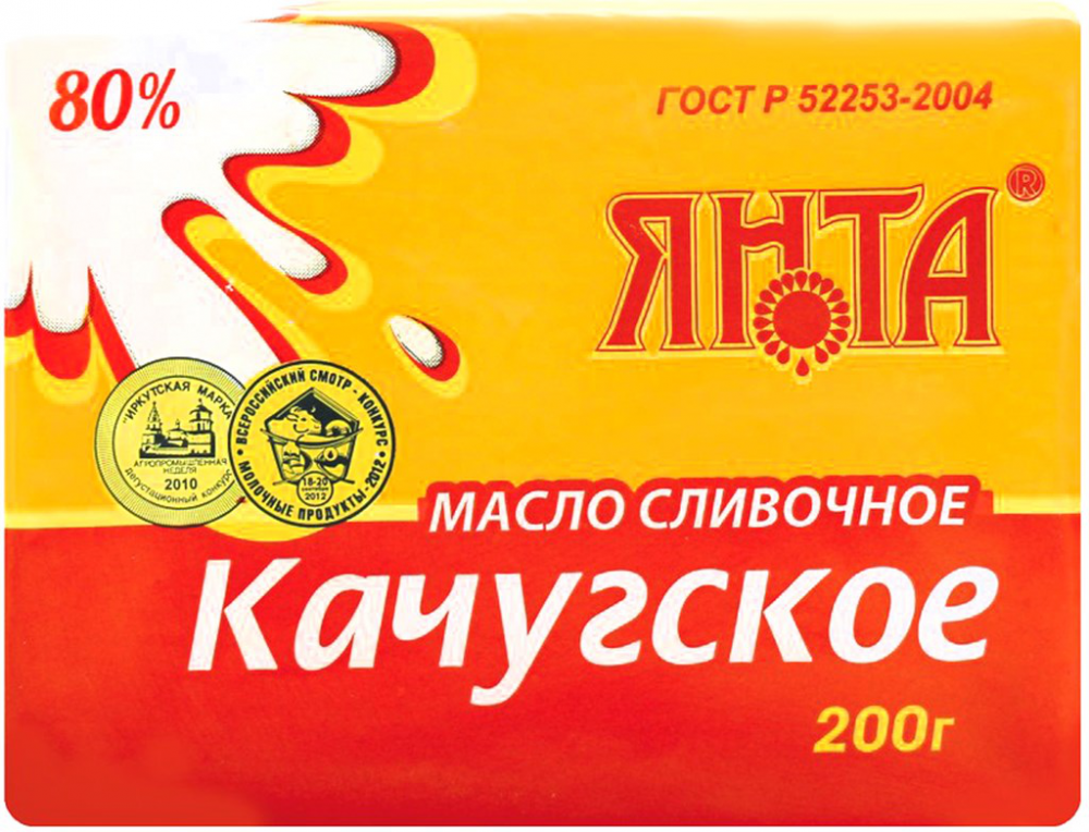 Масло сливочное ЯНТА Качугское 200 г 80%