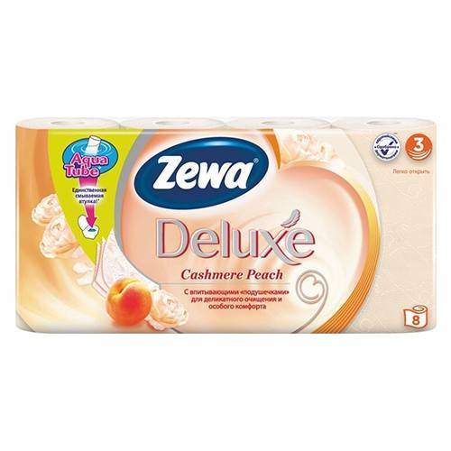 Бумага туалетная ZEWA Deluxe Персик 3х-слойная уп. 8шт