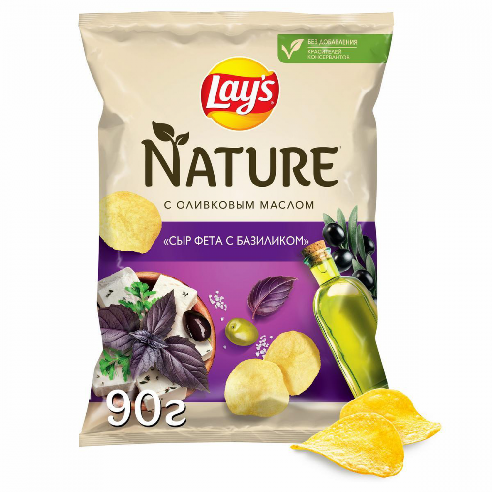 Чипсы LAYS NATURE Сыр фета и Базилик 90 г