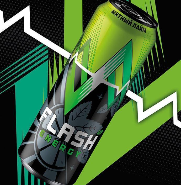 Напиток энергетический FLASH UP ENERGY Мятный лайм газ. 450 мл