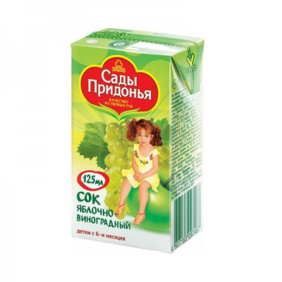Сады Придонья Сок яблочно-виноградный 6+ мес. уп. 125мл