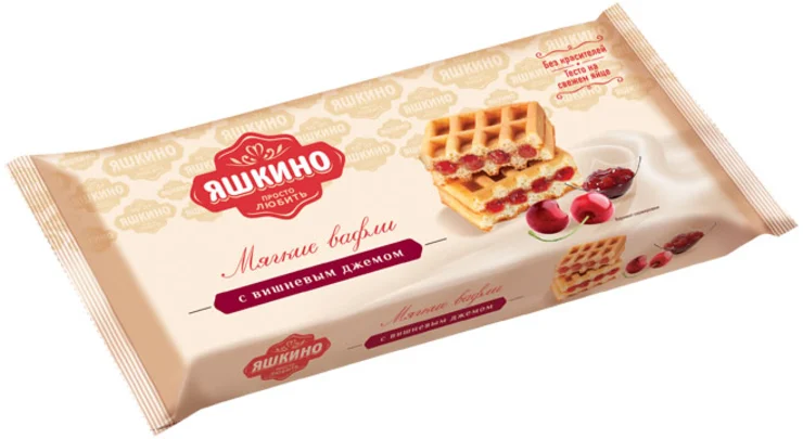 Вафли ЯШКИНО мягкие с вишневым джемом 120 г