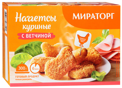 Наггетсы МИРАТОРГ куриные с ветчиной 300 г
