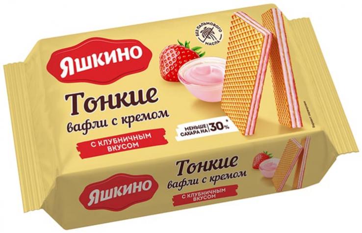 Вафли ЯШКИНО Тонкие с клубничным вкусом 144 г