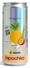 Напиток среднегаз. LAPOCHKA Т-Банк Pineapple + Passion Fruit + Lemongrass 0,33л ж/б