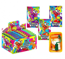 Карамель CANDYBRANDS Сладкий валик с шипучей карамелью и джемом со вкусами винограда, клубники, апельсина 8 г