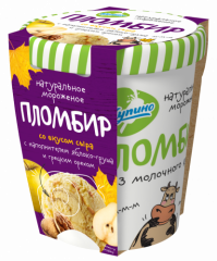 Мороженое ИЗ МОЛОЧНОГО КРАЯ Купино Пломбир со вкусом сыра с наполнителем яблоко-груша и грецким орехом 270 г 12%