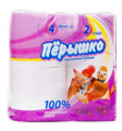 Бумага туалетная ПЁРЫШКО двухслойная 4 шт.