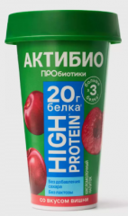 Напиток кисломолочный АКТИБИО High Protein со вкусом вишни высокобелковый безлактозный 190 г 1.5