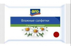 Салфетки влажные ARO универсальные с экстрактом ромашки и витамином Е 15 шт