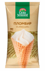 Мороженое СЕЛО ЗЕЛЕНОЕ рожок пломбир с ароматом ванили 110 г 15%