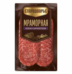Колбаса СТАРОДВОРЬЕ Мраморная сырокопченая нарезка 70 г