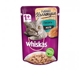 Корм для кошек  WHISKAS Рыбная коллекция лосось в желе 85 г