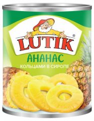 Ананас консервированный LUTIK кольца в сиропе, 580 мл