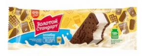 Мороженое ЗОЛОТОЙ СТАНДАРТ Пломбир сэндвич с шоколадным печеньем 69 г