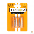 Батарейка ТРОФИ Super heavy duty AAA щелочная 4 шт.