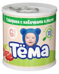 Пюре мясное ТЕМА говядина с кабачками и рисом 90 г