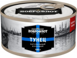 Тунец ДОБРОФЛОТ натуральный кусковой с добавлением масла 185 г