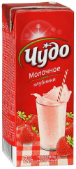 Молочный коктейль ЧУДО Молочное клубника 200 мл 2%