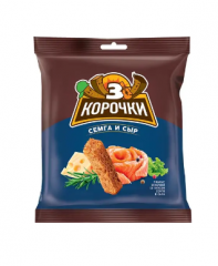 Сухарики ТРИ КОРОЧКИ ржано-пшеничные семга и сыр 40 г