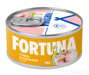 Тунец FORTUNA кусочками в масле 185 г